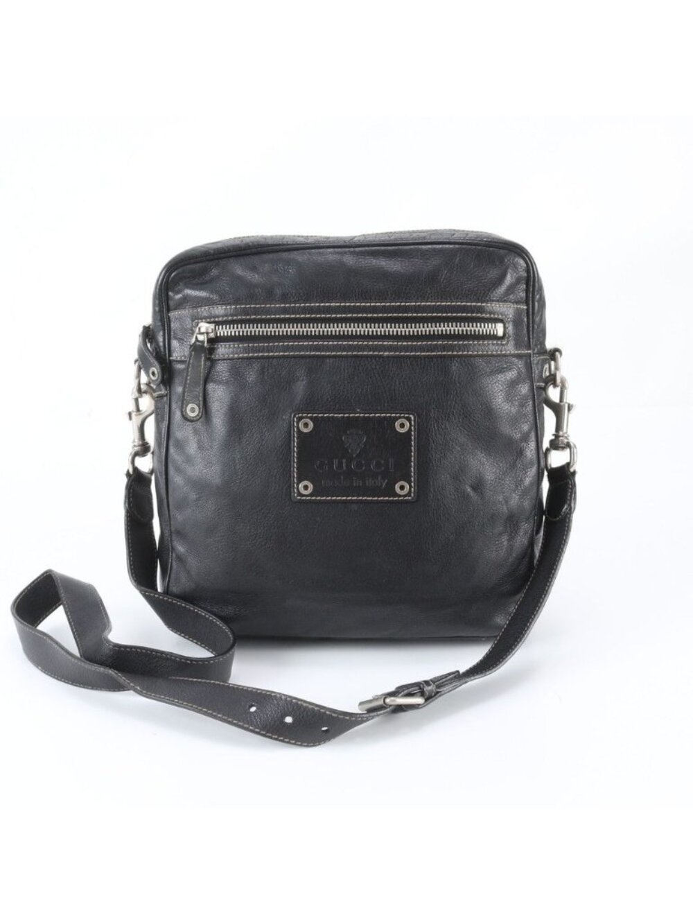 Gucci Crest Leather Shoulder Bag Crossbody Messenger Business Tote